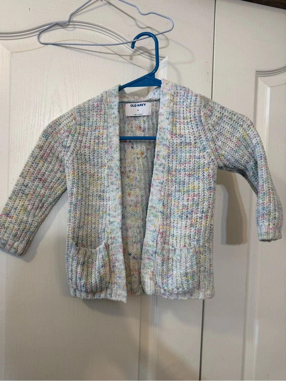 Old Navy Cream Speckled Knit Cardigan with Multicolor Flecks